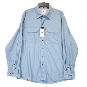 Nepallo Button-Down Shirts Men XL Light Blue Roll Tab Sleeve Performance Outdoor